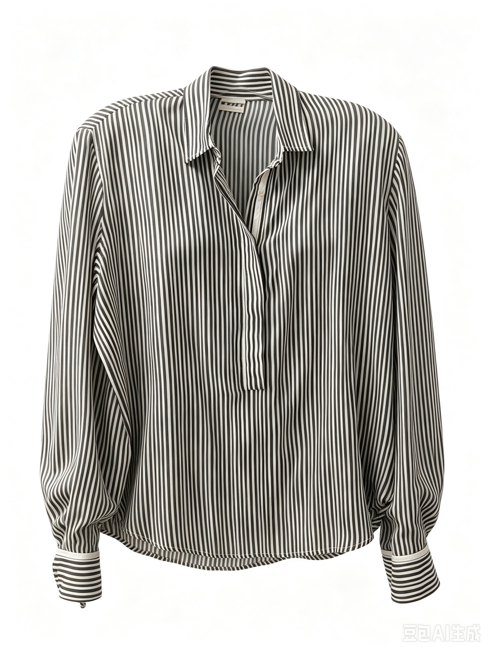 Massimo Alba Black  and Cream  Vertical Stripe Popover Shirt Blouse